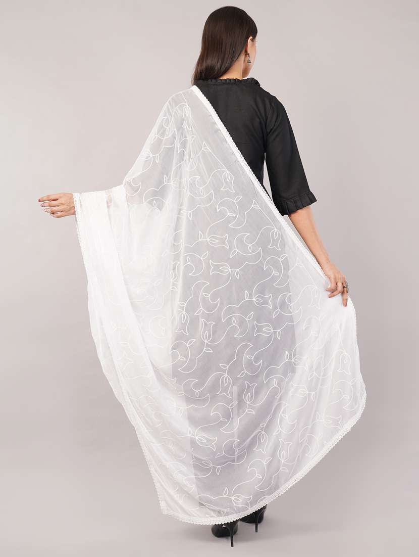 women solid with work embroidered dupatta  - 22186214 -  Standard Image - 3