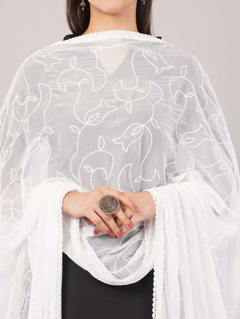 women solid with work embroidered dupatta  - 22186214 -  Standard Image - 5