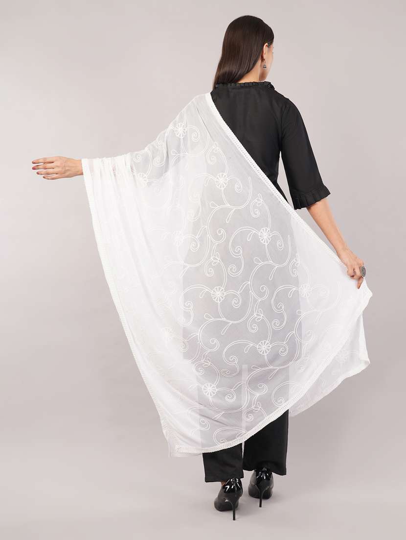 women solid with work embroidered dupatta  - 22186219 -  Standard Image - 3