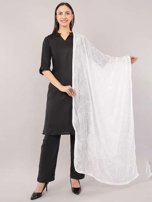 women solid with work embroidered dupatta  - 22186223 -  Standard Image - 0