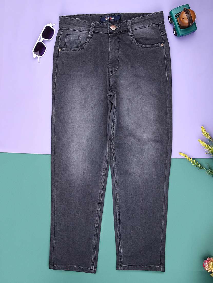 boys solid mid rise straight fit  jean