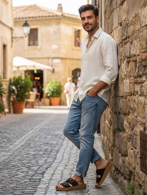 men solid toe seperator sandal - 22186249 -  Standard Image - 3