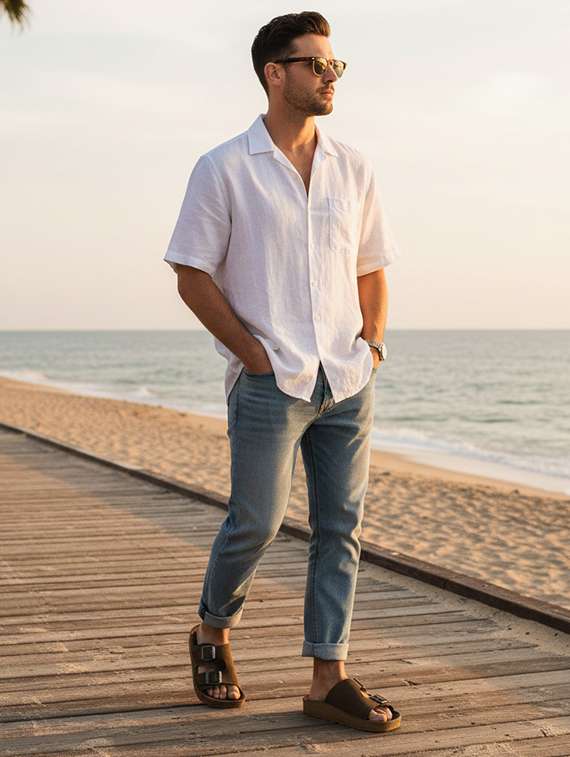 men solid toe seperator sandal - 22186250 -  Standard Image - 3