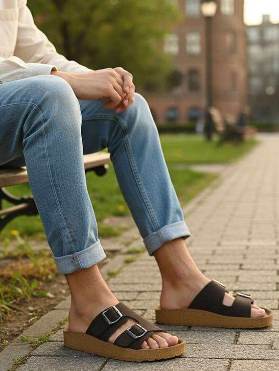 men solid toe seperator sandal - 22186259 -  Standard Image - 3