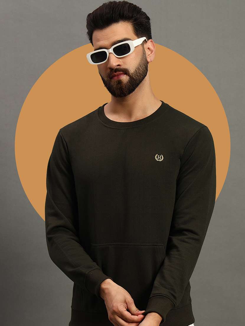 men solid long sleeve regular fit sweatshirt