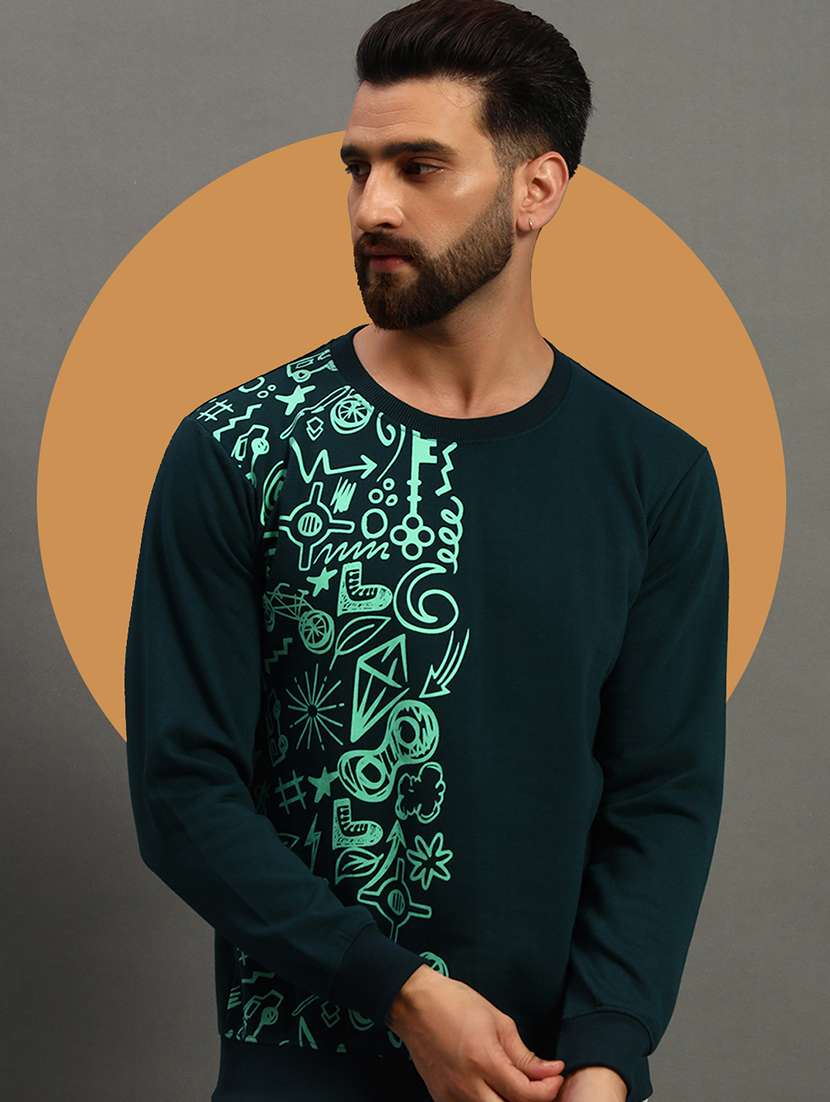 men placement print long sleeve regular fit sweatshirt
