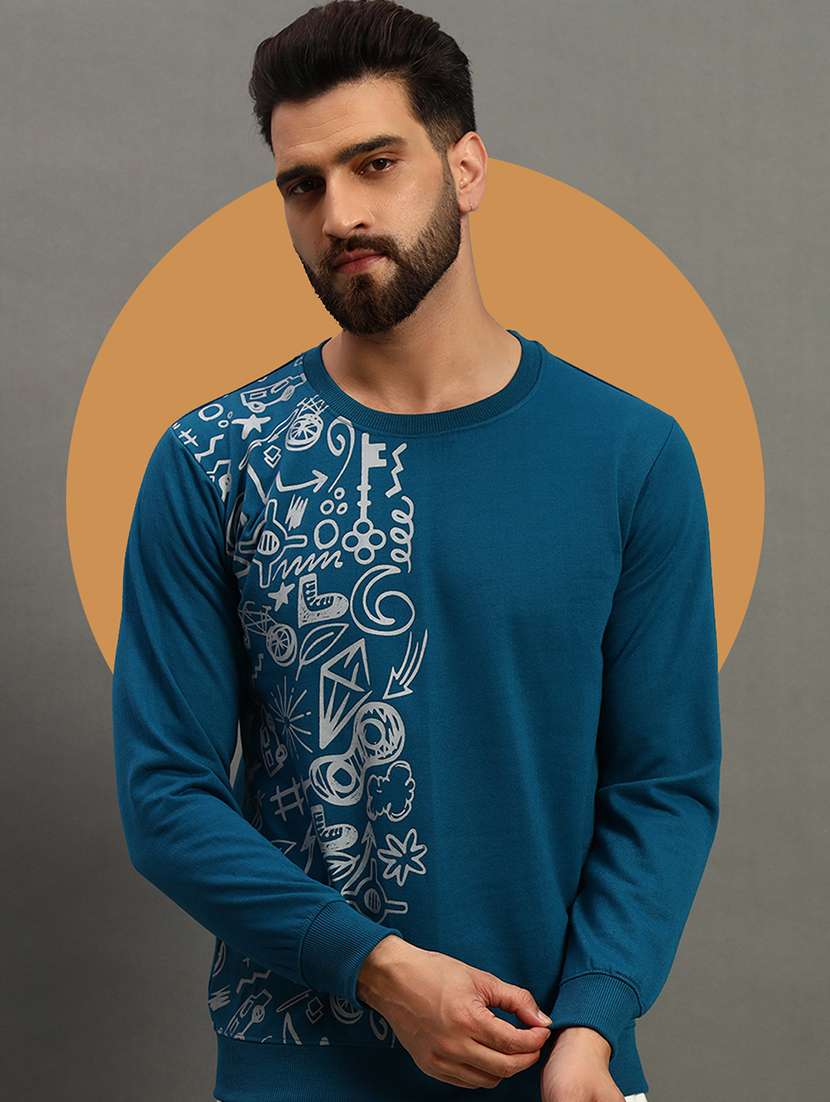 men placement print long sleeve regular fit sweatshirt