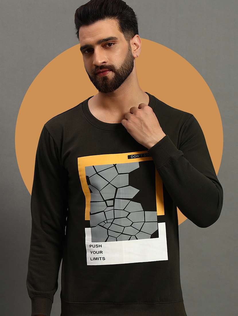men front print long sleeve regular fit sweatshirt
