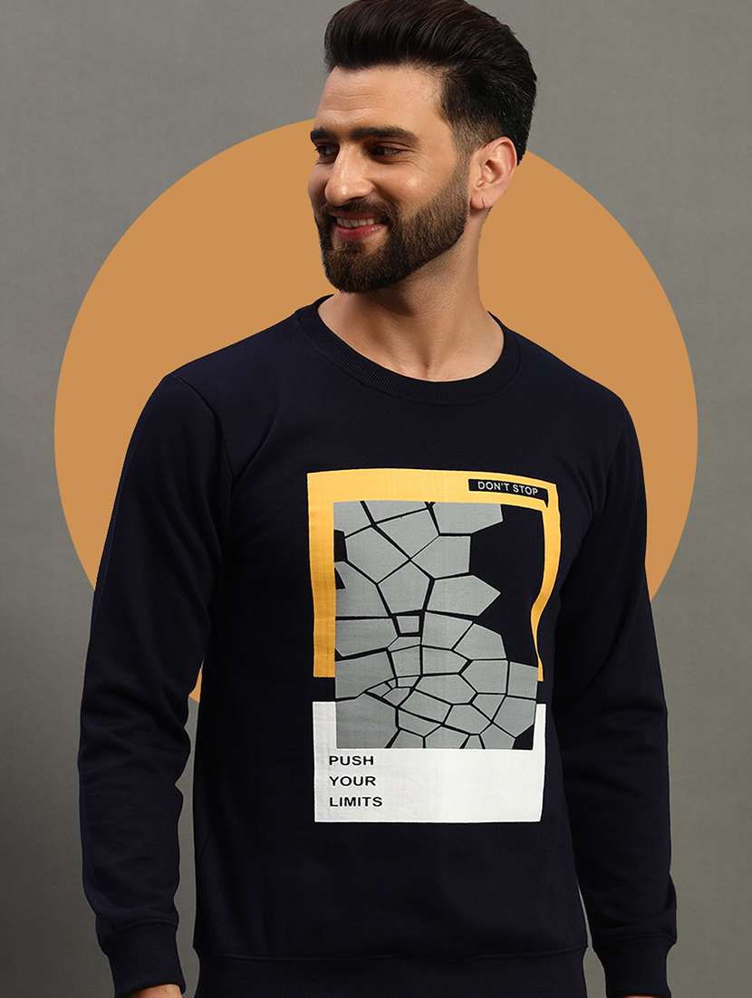 men front print long sleeve regular fit sweatshirt