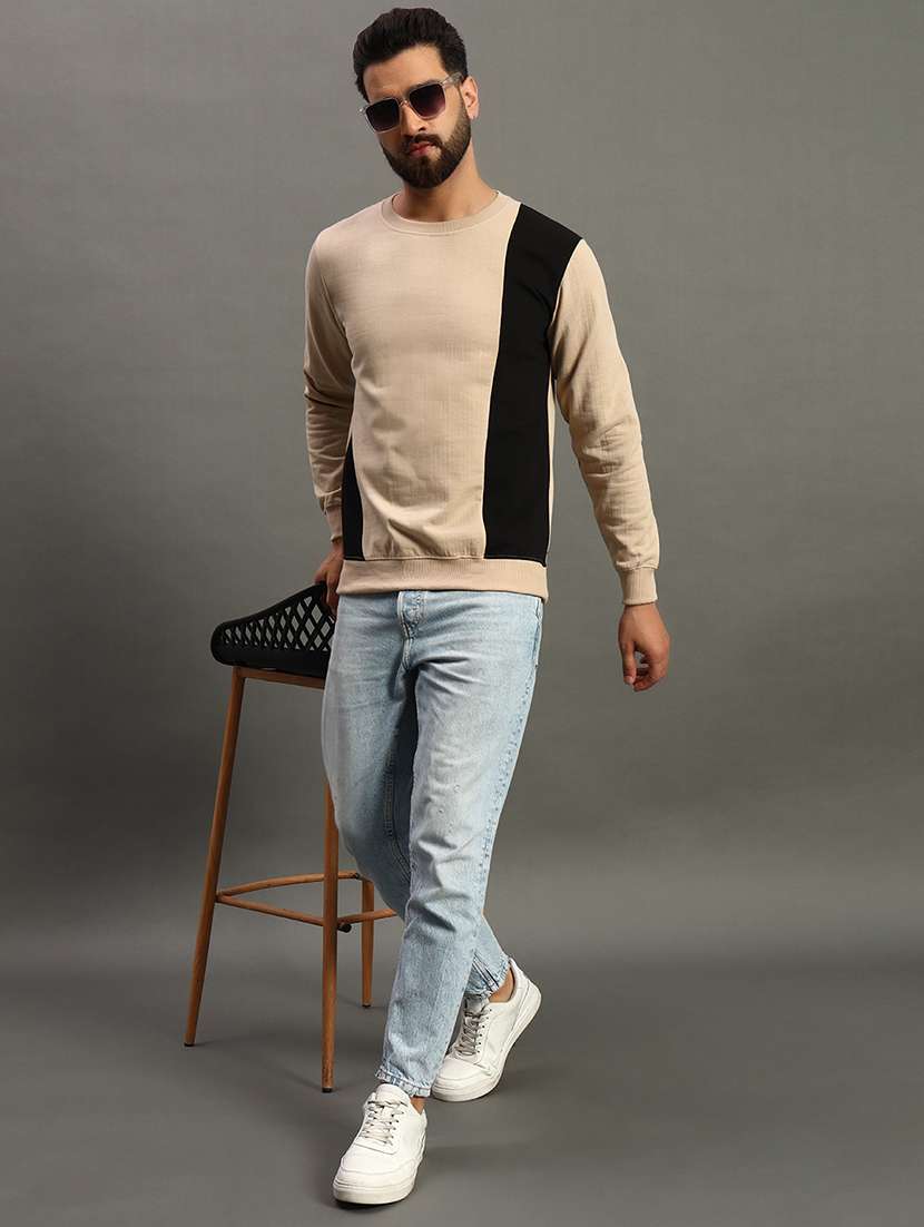 men color block long sleeve regular fit sweatshirt - 22186286 -  Standard Image - 3