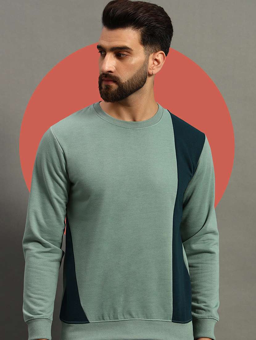 men color block long sleeve regular fit sweatshirt