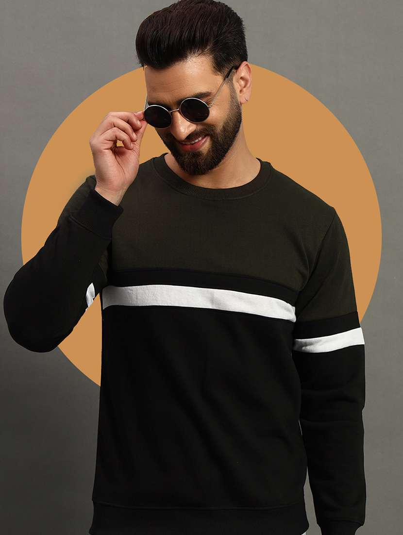 men color block long sleeve regular fit sweatshirt