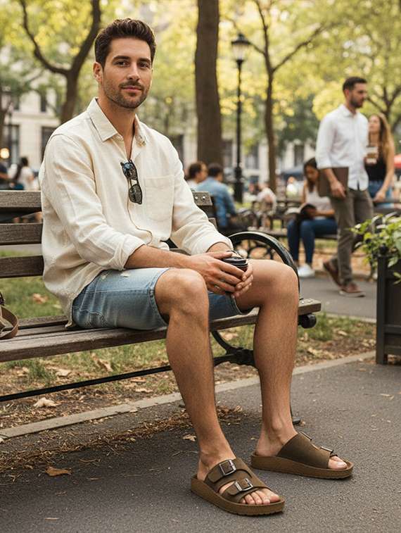 men solid toe seperator sandal - 22186309 -  Standard Image - 3