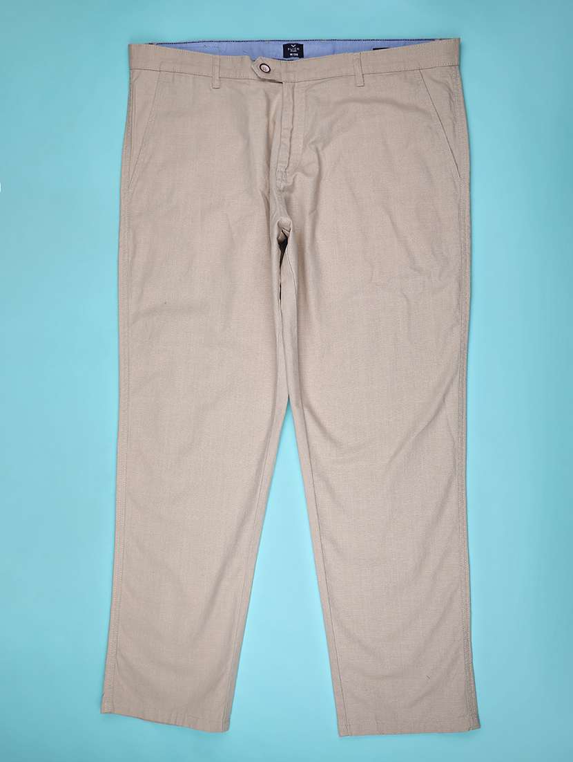 men solid mid rise casual chinos 