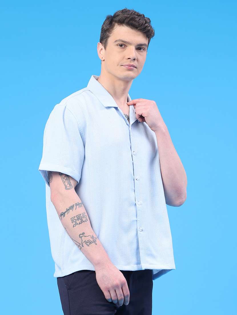 men self design short sleeve regular fit casual shirt - 22186767 -  Standard Image - 3