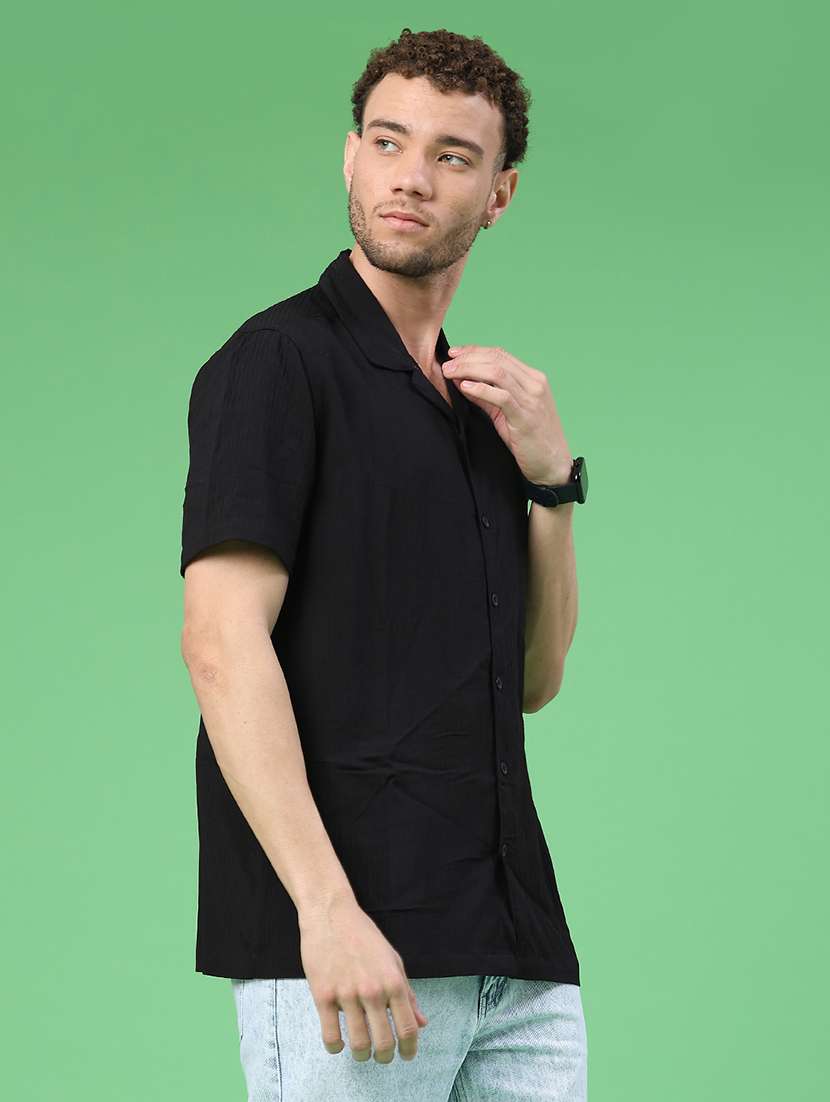 men solid short sleeve regular fit casual shirt - 22186785 -  Standard Image - 3