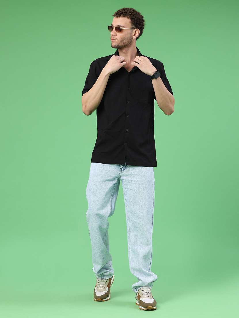 men solid short sleeve regular fit casual shirt - 22186785 -  Standard Image - 5