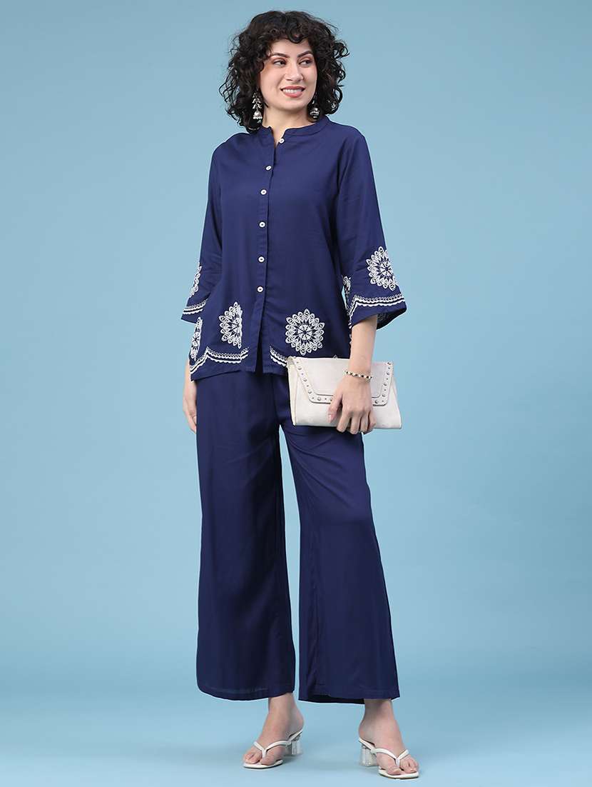 navy blue rayon coord set