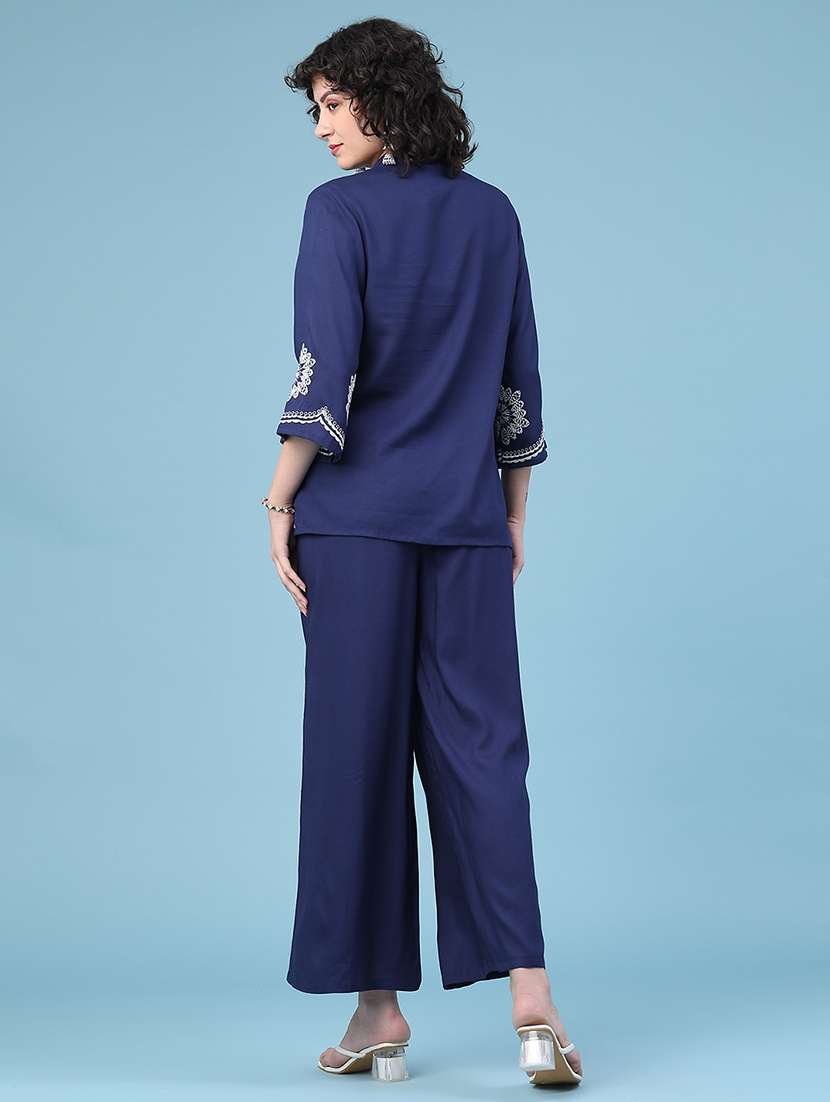 navy blue rayon coord set - 22186812 -  Standard Image - 3
