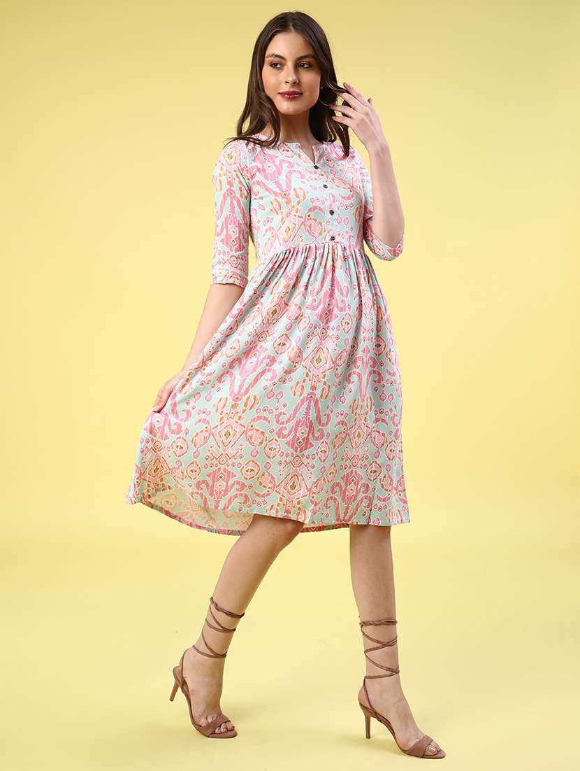pink rayon a-line dress - 22186818 -  Standard Image - 3