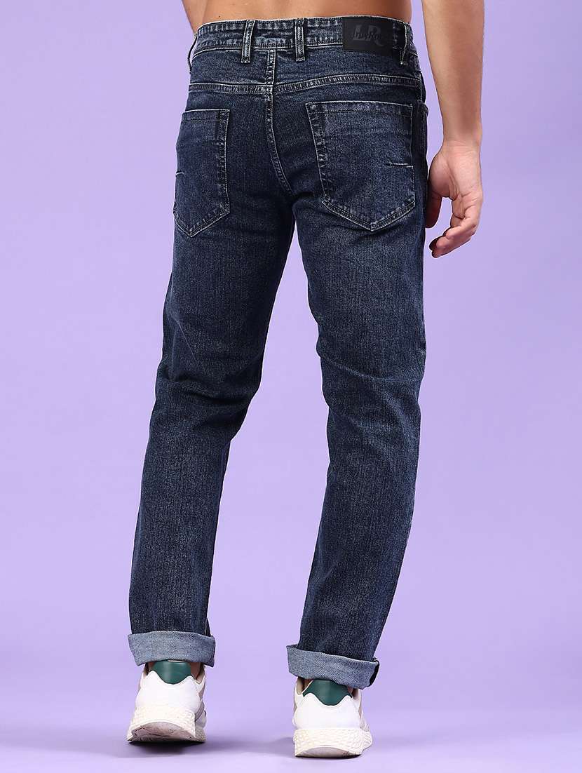 men plain mid rise full length tapered jeans - 22186844 -  Standard Image - 3