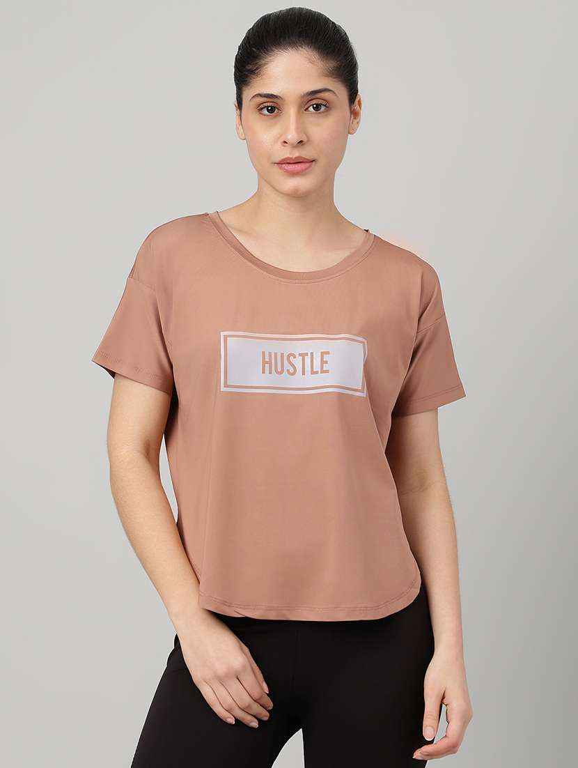 brown polyester regular tshirt