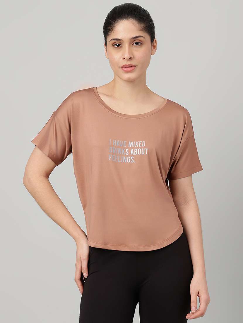brown polyester regular tshirt