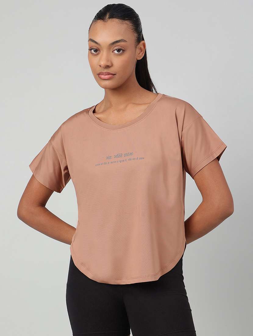 women printed round neck dri-fit t-shirt