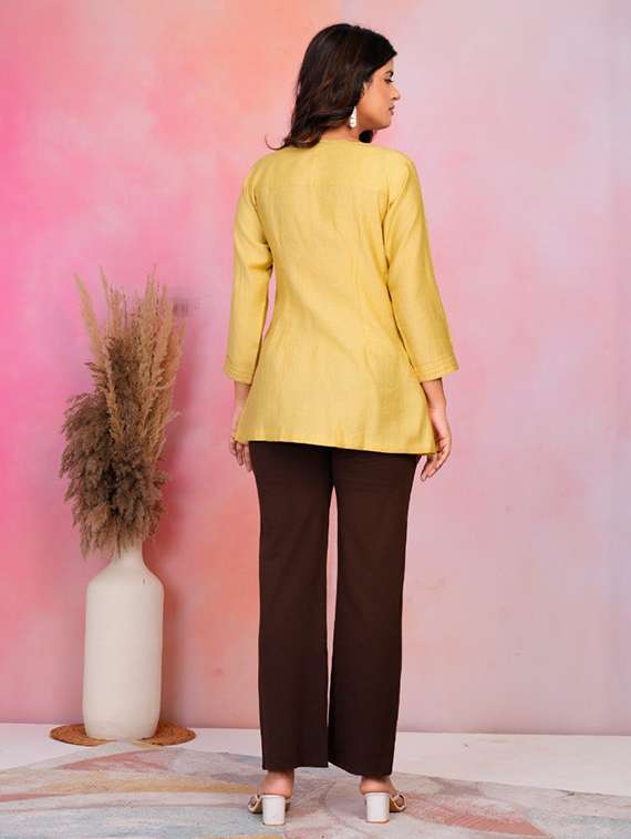 women embroidered long sleeve front slit kurti - 22186923 -  Standard Image - 5