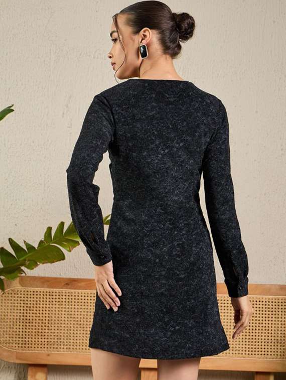 women solid long sleeve wrap dress - 22186925 -  Standard Image - 5