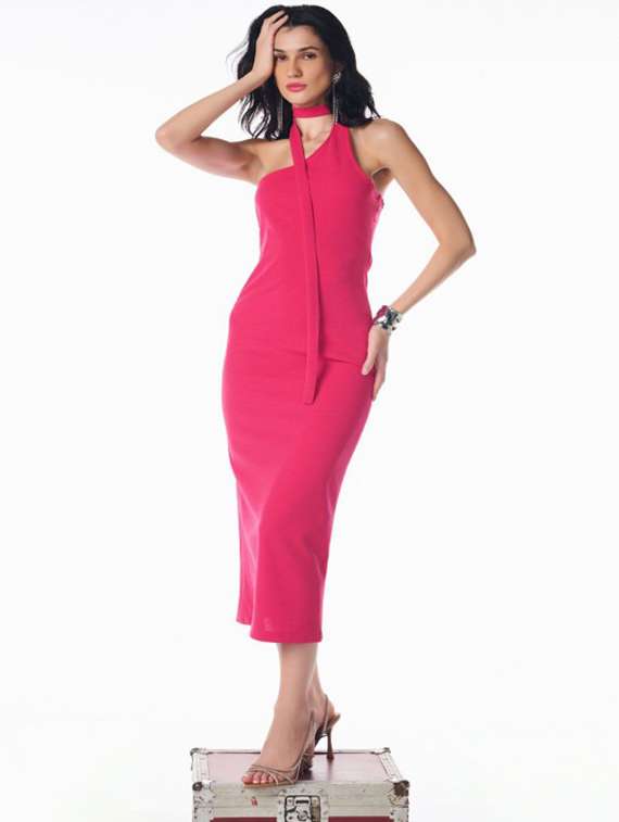 women solid single shoulder bodycon dress - 22186930 -  Standard Image - 3
