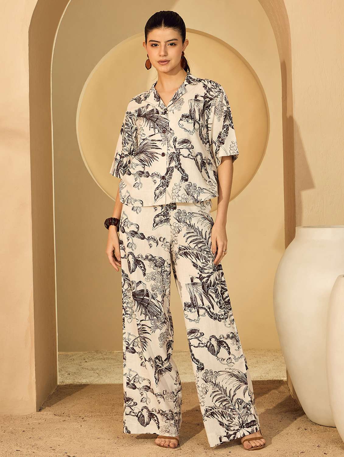 women printed shirt and trouser co-ord set
