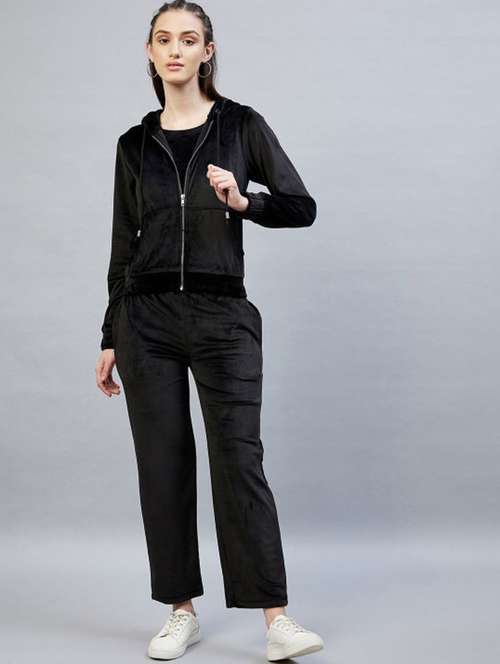 women solid long sleeve hooded winter co-ord set - 22186957 -  Standard Image - 0