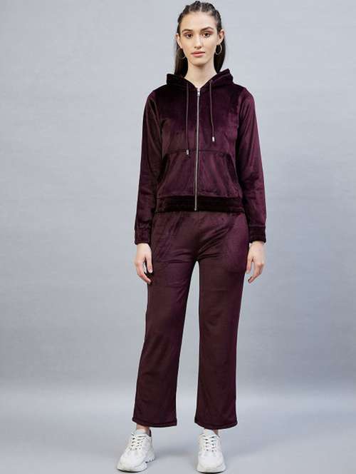 women solid long sleeve hooded winter co-ord set - 22186958 -  Standard Image - 0