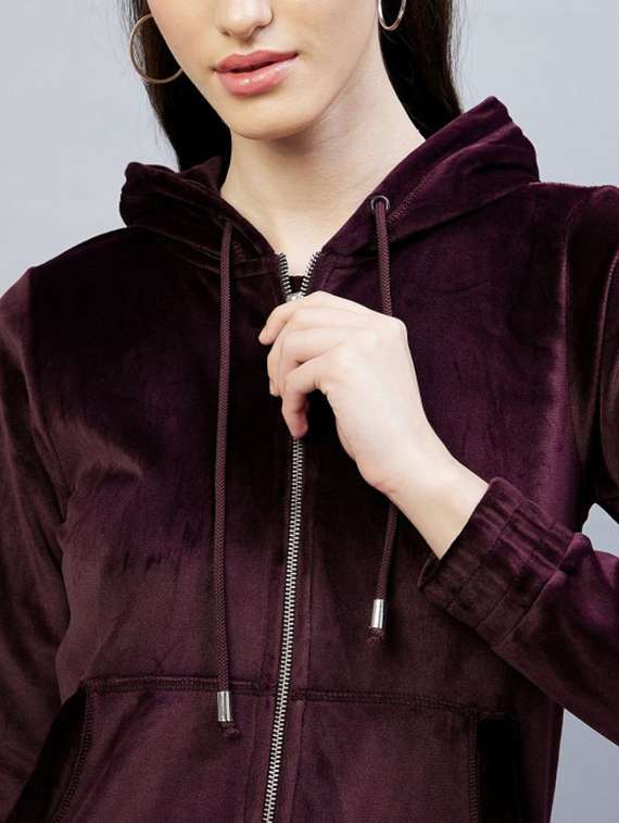 women solid long sleeve hooded winter co-ord set - 22186958 -  Standard Image - 3