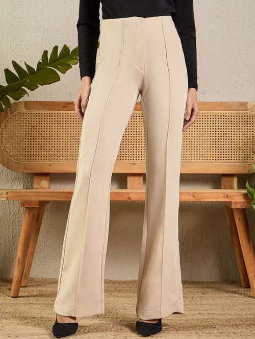 women solid high rise bootcut trouser - 22186961 -  Standard Image - 0