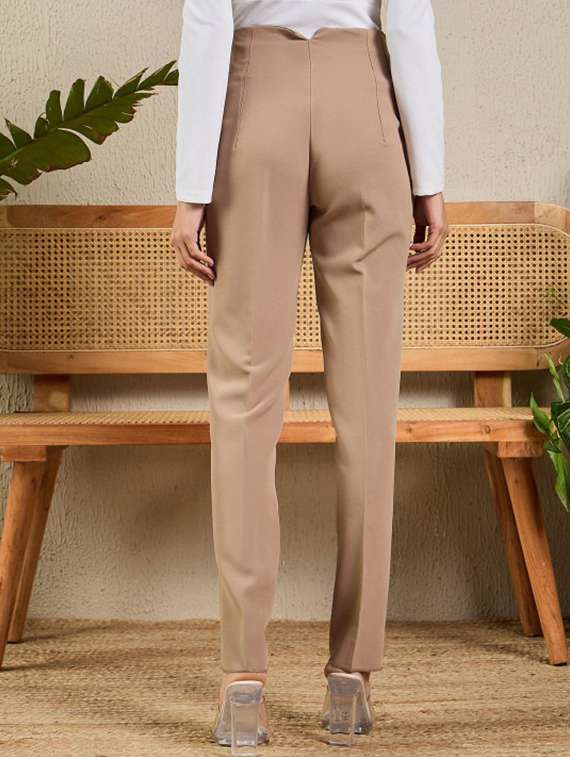 women solid high rise cigarette pants - 22186964 -  Standard Image - 3