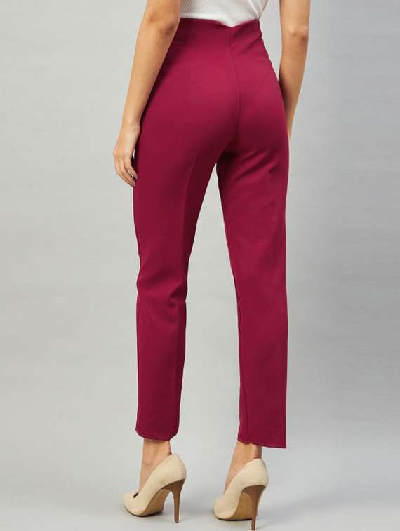 women solid high rise cigarette pants - 22186967 -  Standard Image - 3