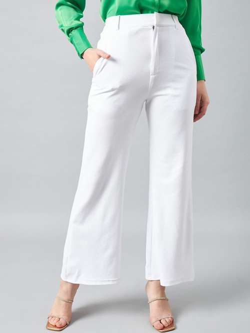 women solid high rise bootcut trouser - 22186968 -  Standard Image - 0