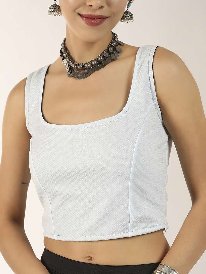 women solid sleeveless stitched blouse - 22186980 -  Standard Image - 5