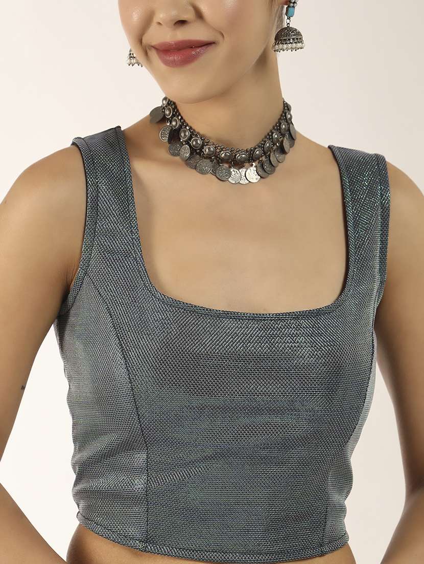 women solid sleeveless stitched blouse - 22186981 -  Standard Image - 5