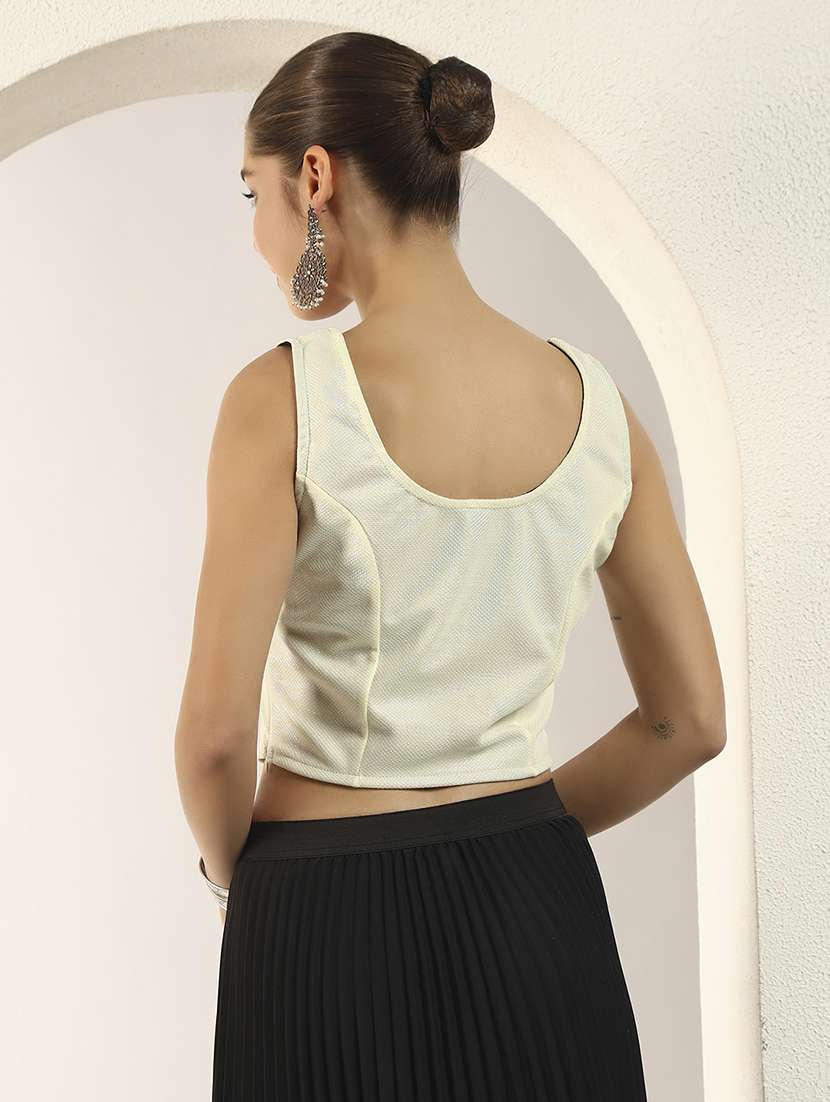 women solid sleeveless stitched blouse - 22186983 -  Standard Image - 3