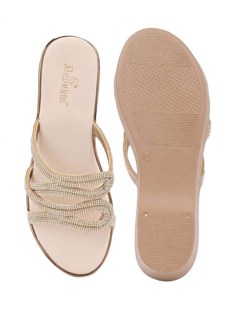 women embellished black slip on wedge - 22186996 -  Standard Image - 3