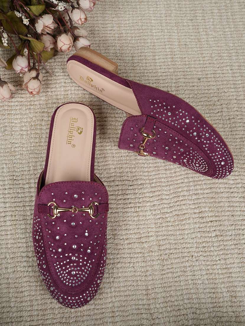 women embellished slip on mule
