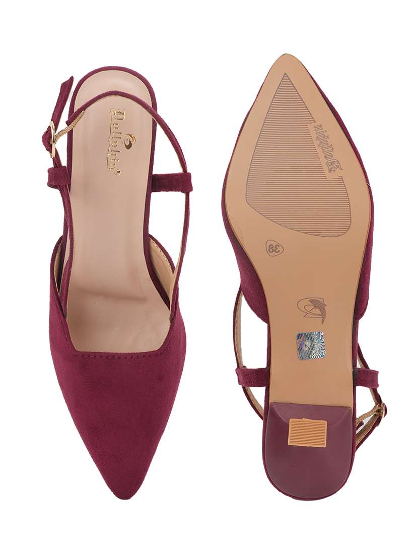 women maroon slip on sandal - 22187121 -  Standard Image - 3