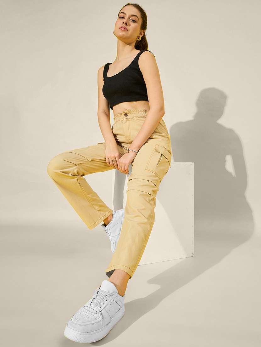 women pack of 2 solid mid rise cargo - 22187145 -  Standard Image - 5