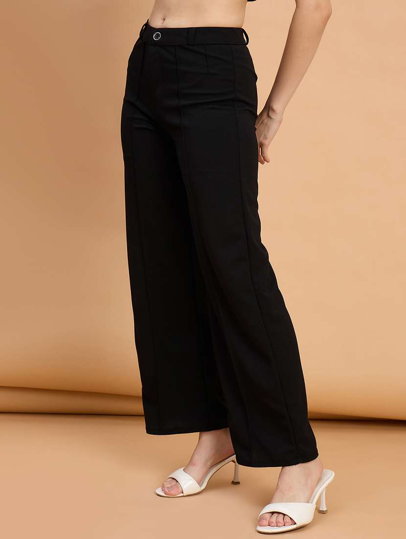 women pack of 2 solid straight trouser - 22187154 -  Standard Image - 3