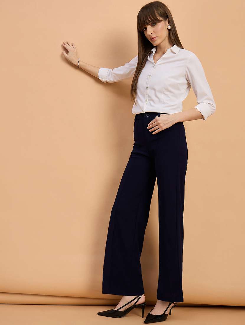 women pack of 2 solid straight trouser - 22187155 -  Standard Image - 5