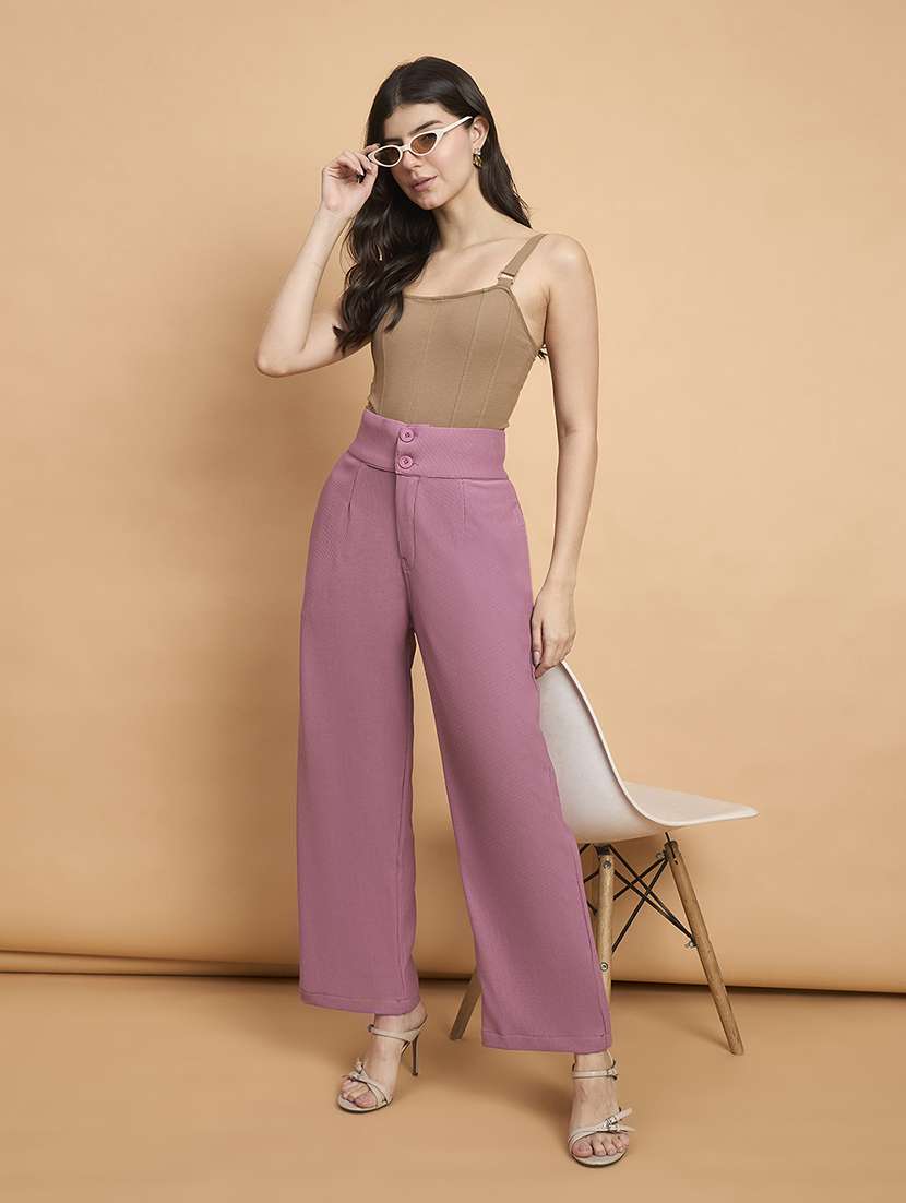 women pack of 2 solid straight trouser - 22187163 -  Standard Image - 5