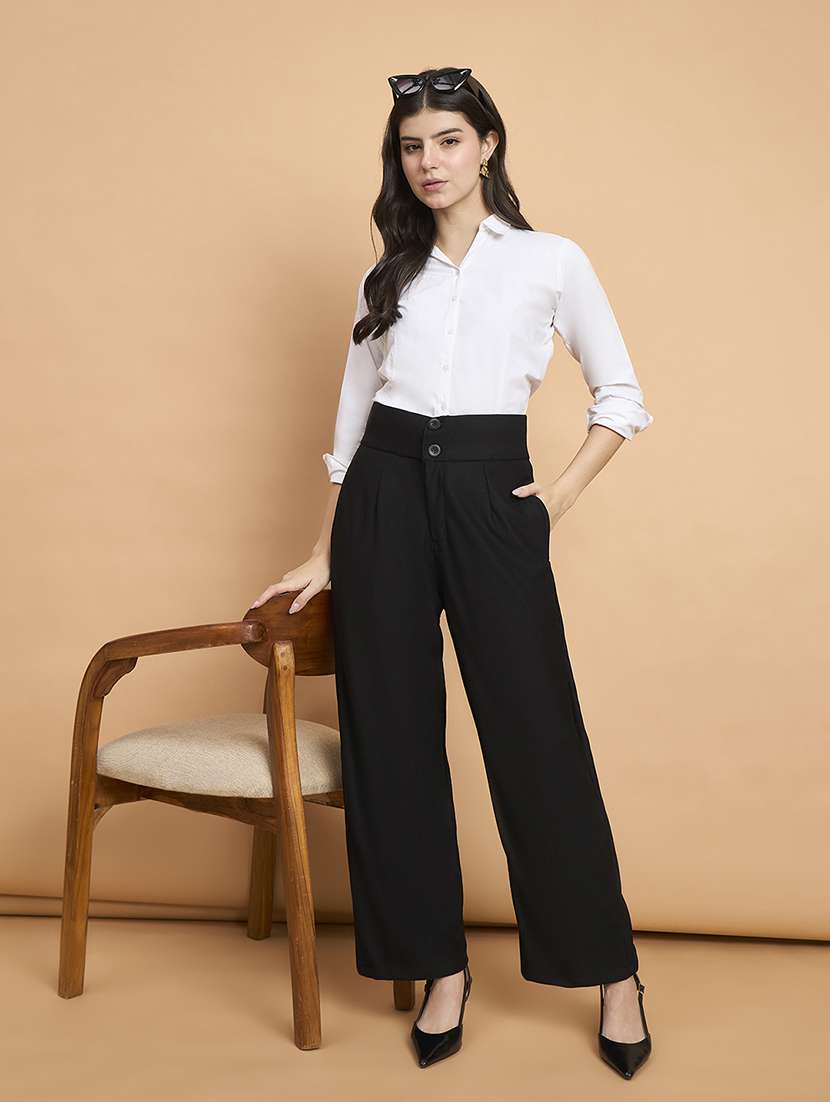 women pack of 2 solid straight trouser - 22187165 -  Standard Image - 5